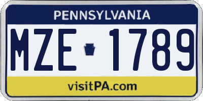 PA license plate MZE1789