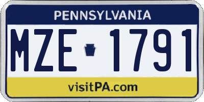 PA license plate MZE1791