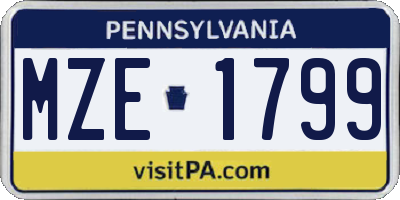 PA license plate MZE1799