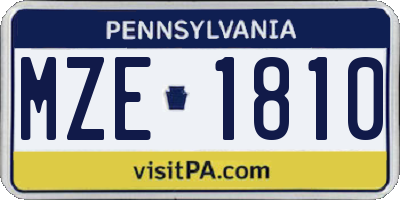 PA license plate MZE1810
