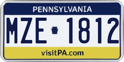PA license plate MZE1812