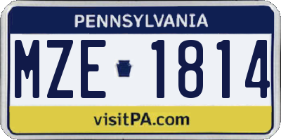 PA license plate MZE1814