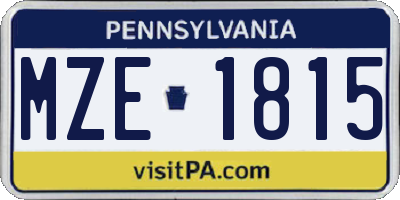 PA license plate MZE1815