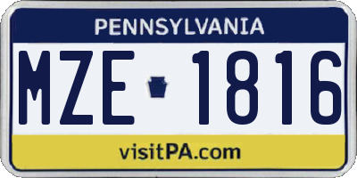 PA license plate MZE1816