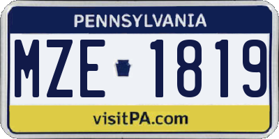 PA license plate MZE1819