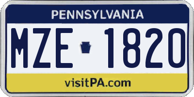 PA license plate MZE1820