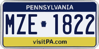 PA license plate MZE1822