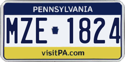 PA license plate MZE1824