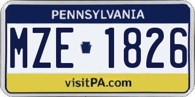 PA license plate MZE1826