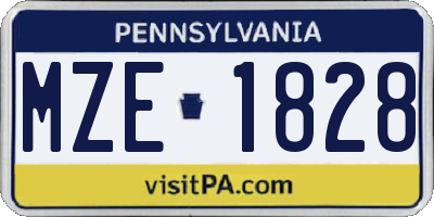 PA license plate MZE1828