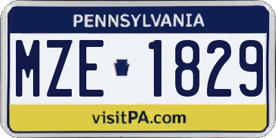 PA license plate MZE1829