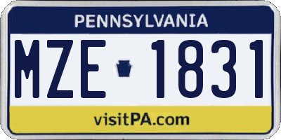 PA license plate MZE1831