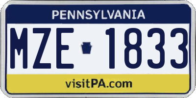PA license plate MZE1833