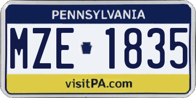 PA license plate MZE1835
