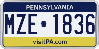 PA license plate MZE1836