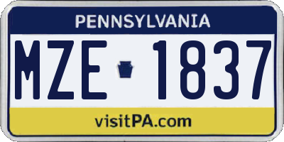 PA license plate MZE1837