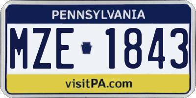 PA license plate MZE1843
