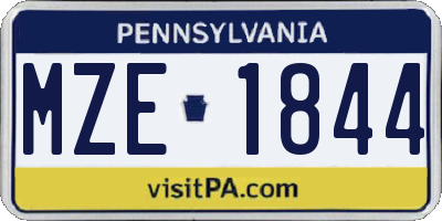 PA license plate MZE1844