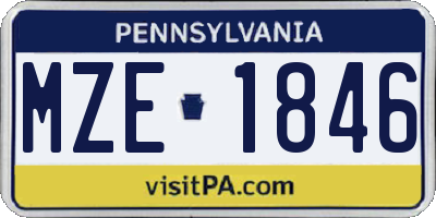 PA license plate MZE1846
