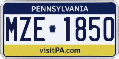 PA license plate MZE1850