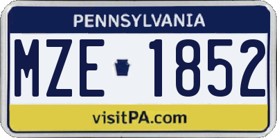PA license plate MZE1852