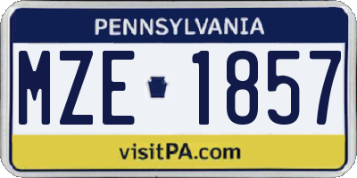 PA license plate MZE1857