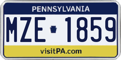PA license plate MZE1859