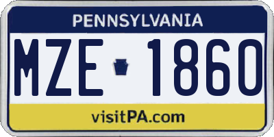 PA license plate MZE1860