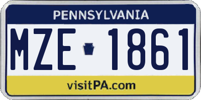 PA license plate MZE1861