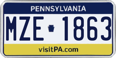 PA license plate MZE1863