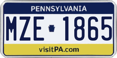 PA license plate MZE1865