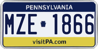 PA license plate MZE1866