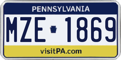 PA license plate MZE1869