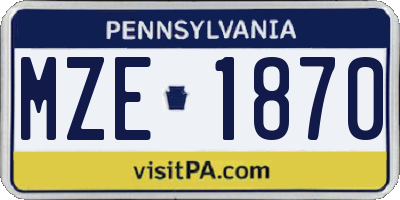 PA license plate MZE1870