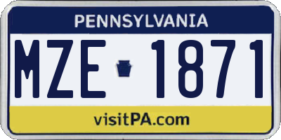 PA license plate MZE1871