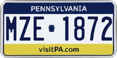 PA license plate MZE1872