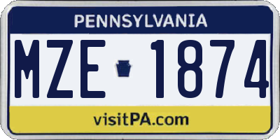PA license plate MZE1874