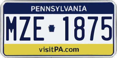 PA license plate MZE1875