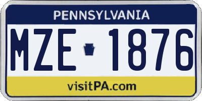 PA license plate MZE1876
