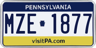 PA license plate MZE1877
