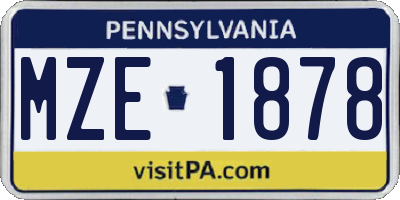 PA license plate MZE1878