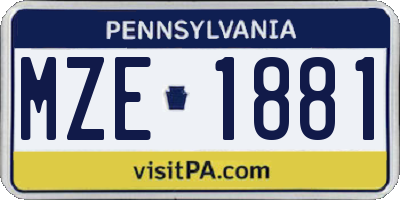 PA license plate MZE1881