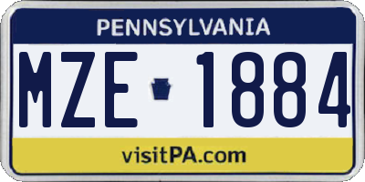 PA license plate MZE1884