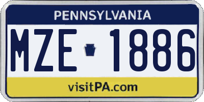 PA license plate MZE1886