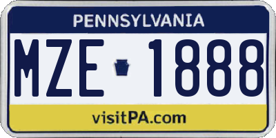 PA license plate MZE1888