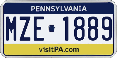 PA license plate MZE1889