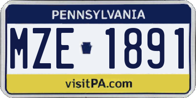 PA license plate MZE1891