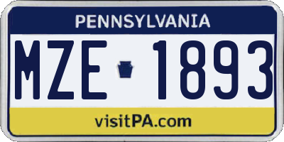 PA license plate MZE1893