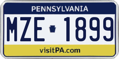 PA license plate MZE1899