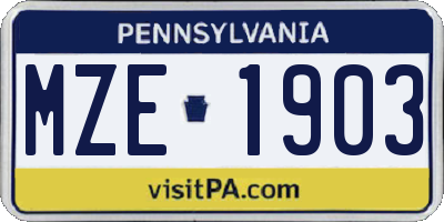 PA license plate MZE1903